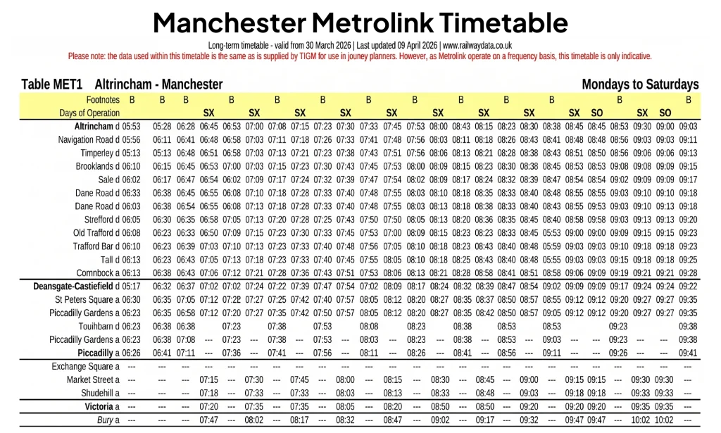 Timetable